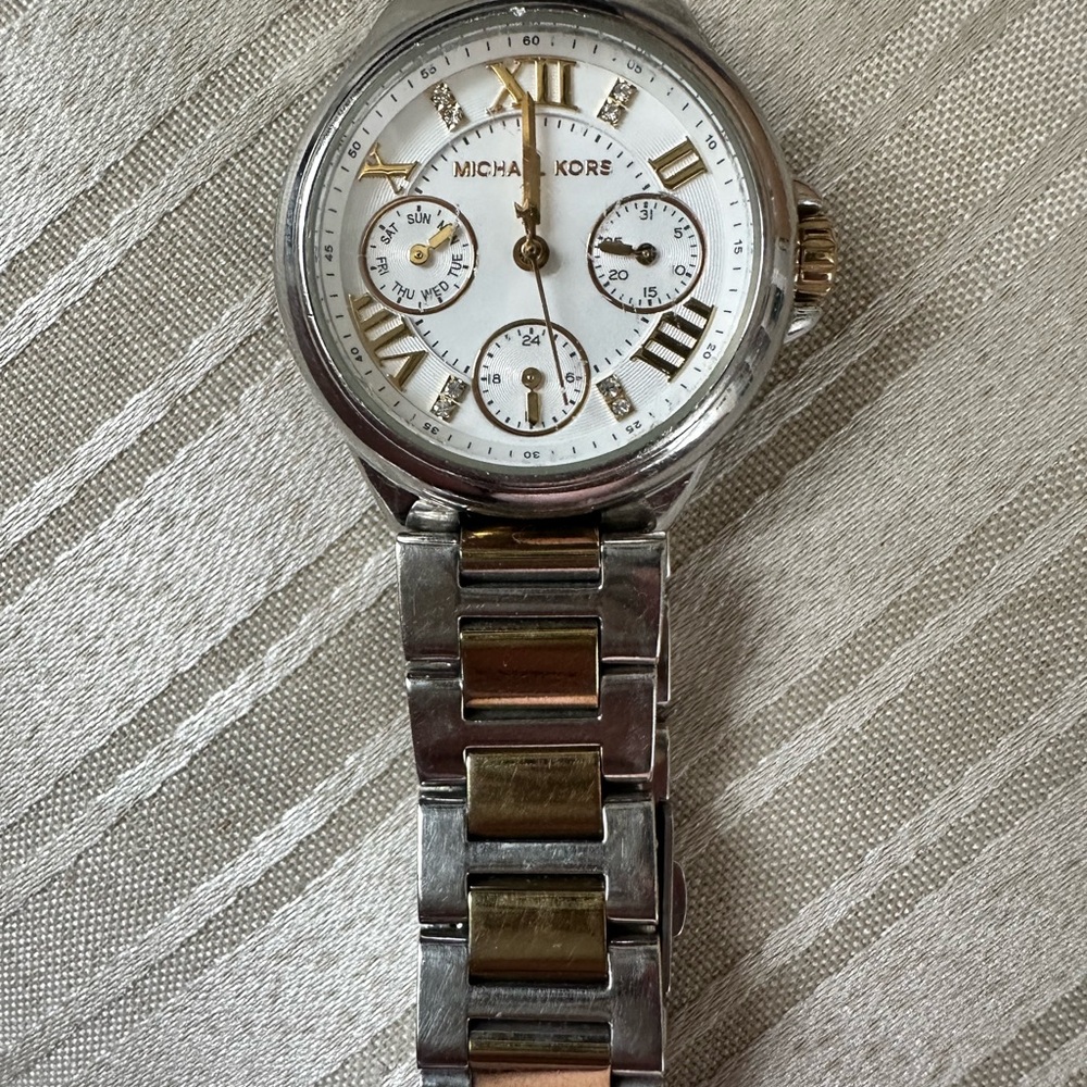 Michael Kors Silver & Gold Stainless Steel Watch